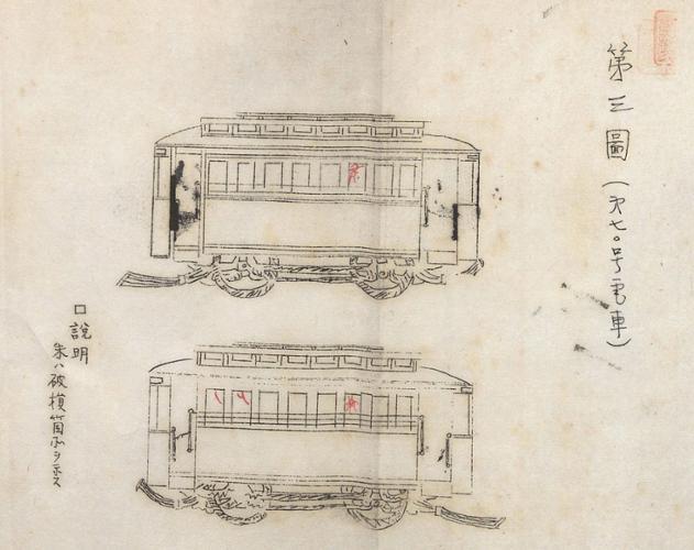 전차 투석으로 인한 피해를 나타낸 그림(1919년 3월 24일) (출처: 국사편찬위원회 한국사데이터베이스)