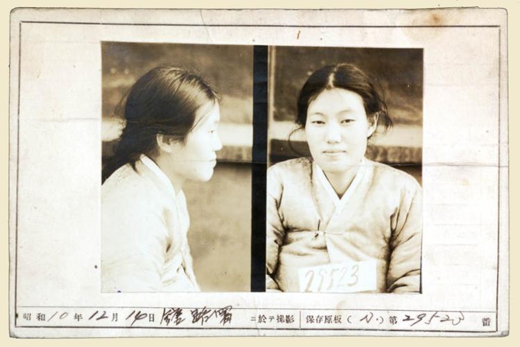 1935년 12월 14일 촬영한 이효정의 일제감시대상인물카드. ©한국사데이터베이스