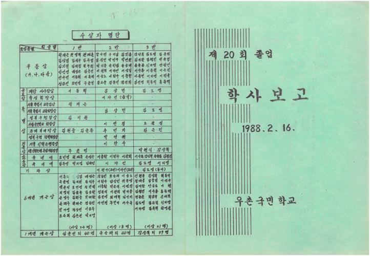 우촌국민학교 제20회 졸업 학사보고서 (ⓒ 남명희·성북문화원)