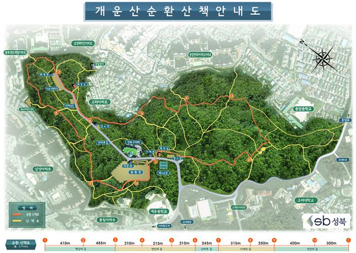 개운산 산책 안내도(출처: 서울의 공원)