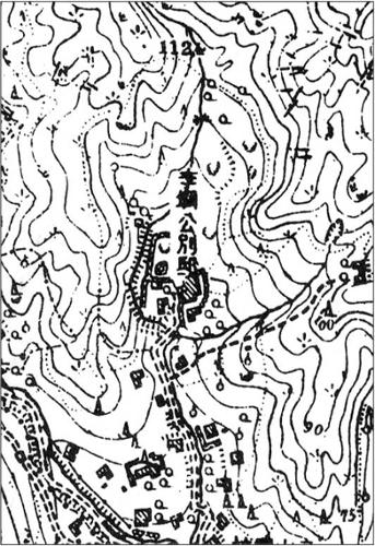 조선지형도(朝鮮地形圖) 속 성북동 별서, 1915, 출처:국가유산청