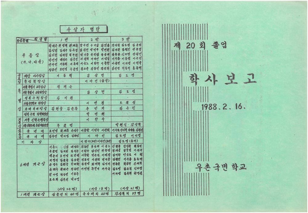 제2회 성북구 민간기록물 수집 공모전_우촌국민학교 제20회 졸업 학사보고서