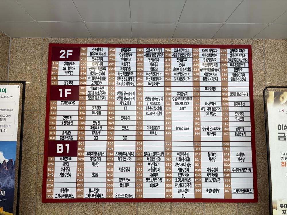 길음뉴타운 롯데캐슬 트윈골드 지하상가 상가 목록