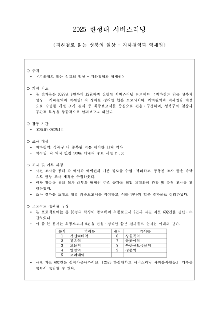2025 한성대 서비스러닝  최종보고서 통합본