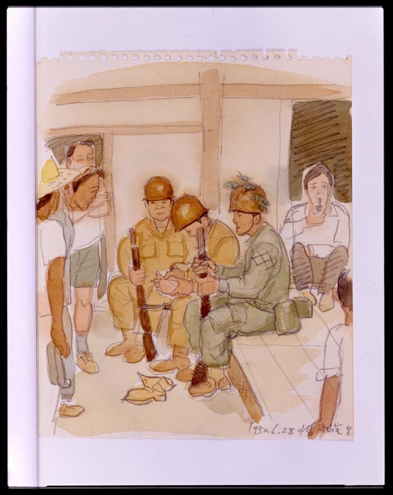 김성환, <6.25스케치 1950년 6월 28일 부상당한 국군병사>, 1950 