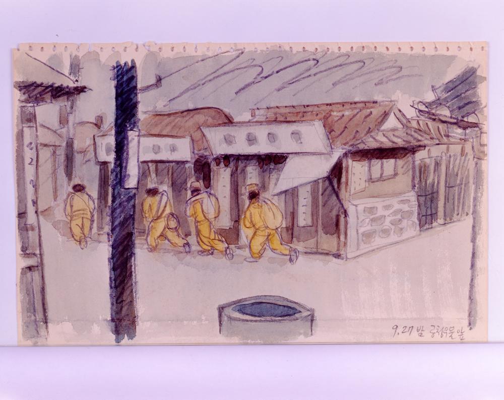 김성환, <6.25스케치 1950년 9월 27일 도망치는 북한군>, 1950